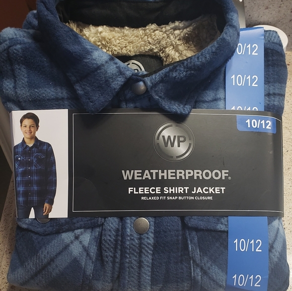 WP π¦WEATHERPROOF BOYS FLEECE SHIRT JACKET BLUE & BROWN SZ. 10/12 & 14/16 ππ€ - Picture 10 of 16